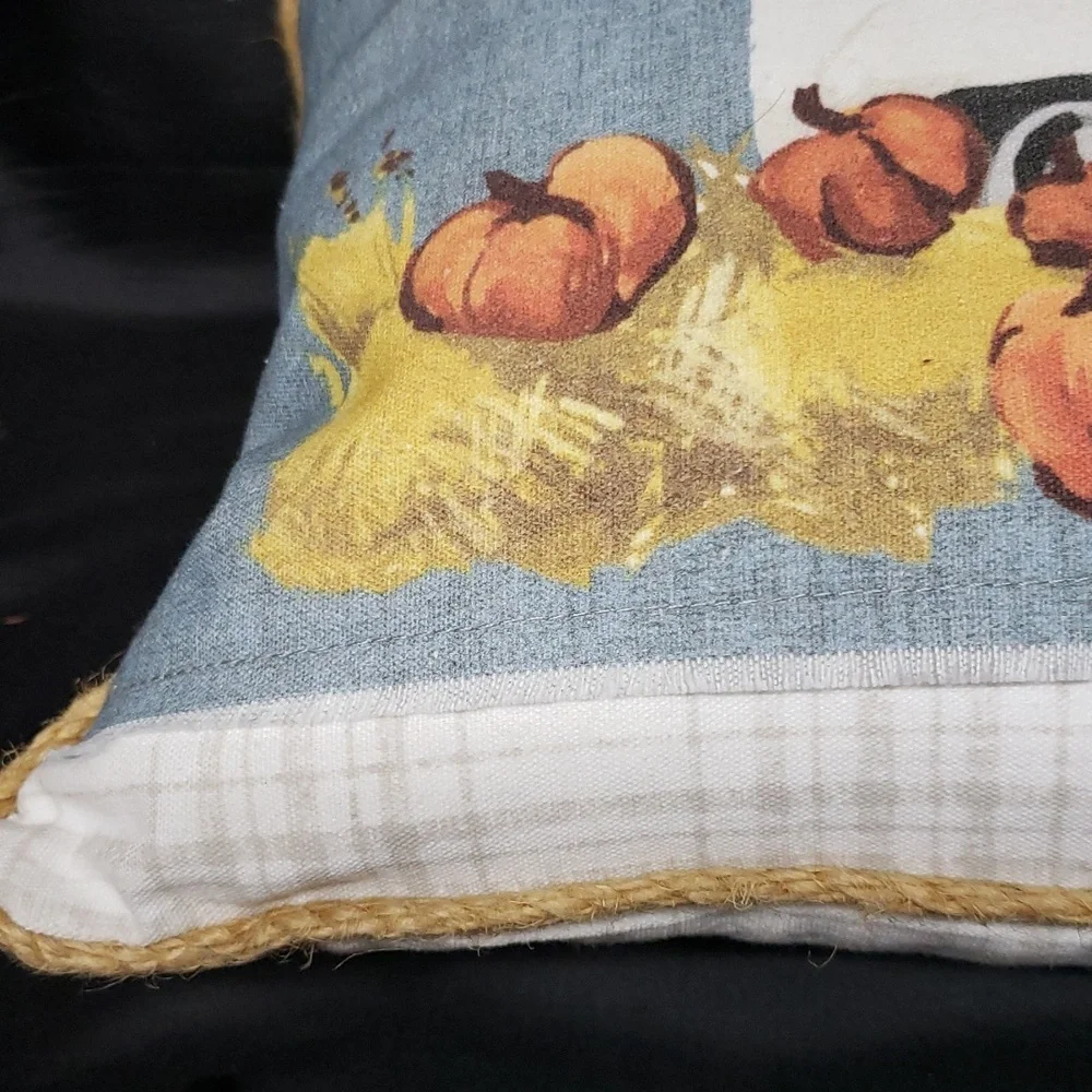 Tommy Bahama NWT Feather Filled Pillow with Truck and Pumpkins Design